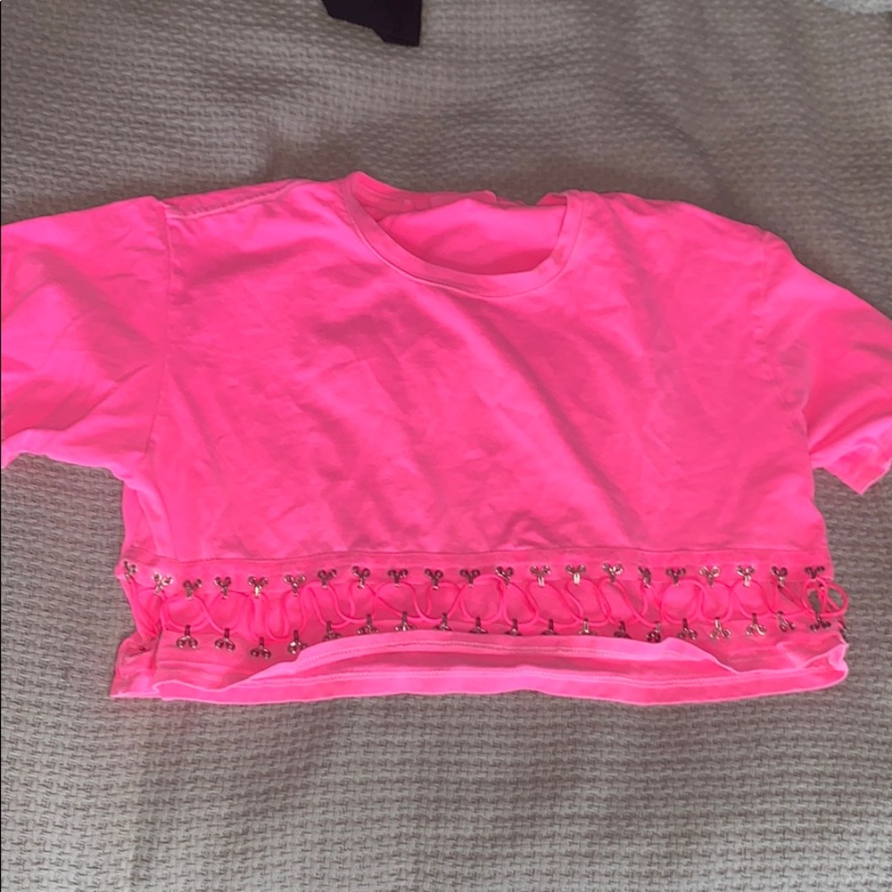 Emma & Sam cropped neon pink top